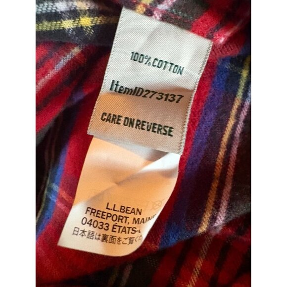 L.L.Bean Women's Red Plaid Button-Up Flannel Shirt Relaxed Fit L 100% Cotton - Picture 4 of 9